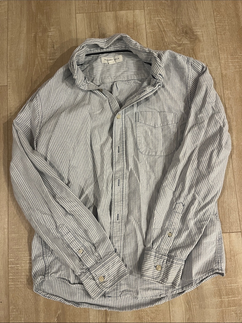 Aeropostale Light Blue & White Striped Men's Button-Down Shirt